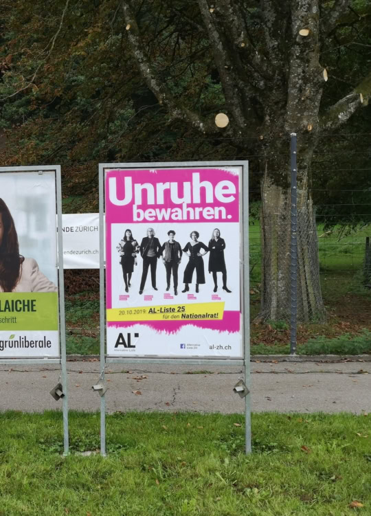 AL im Bezirk Horgen mit insgsamt 23 Plakaten präsent