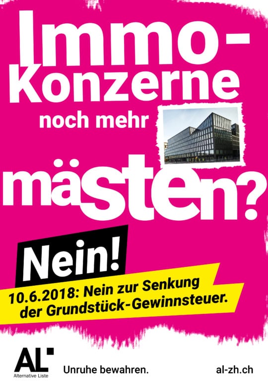 Nein zur Senkung der Grundstückgewinnsteuer: Mediencommuniqué